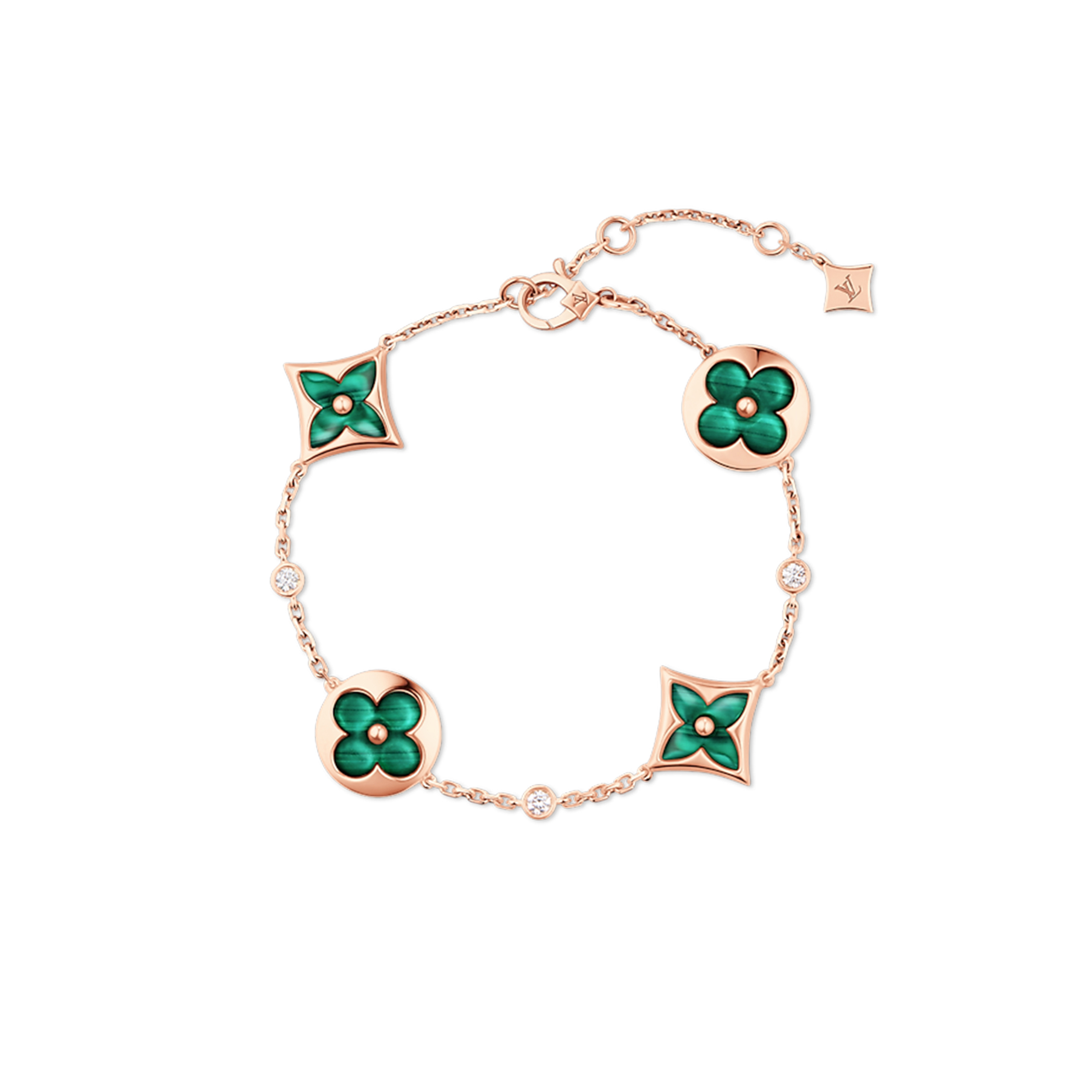 l**is v*t*n color blossom bb multi-motifs bracelet, pink gold, malachite and Di*m*nds q95698
